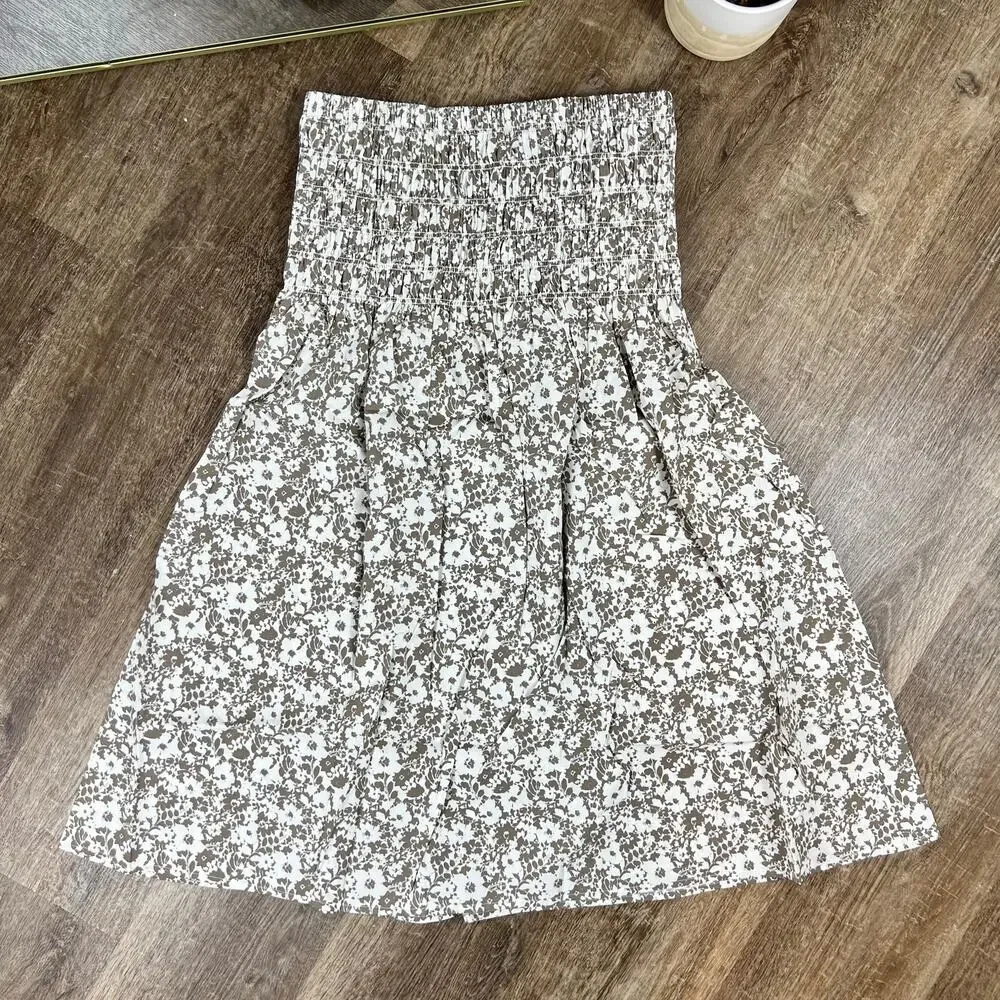 NWT Rails Selena Cafe Floral Skirt Cottagecore a line midi skirt beige
